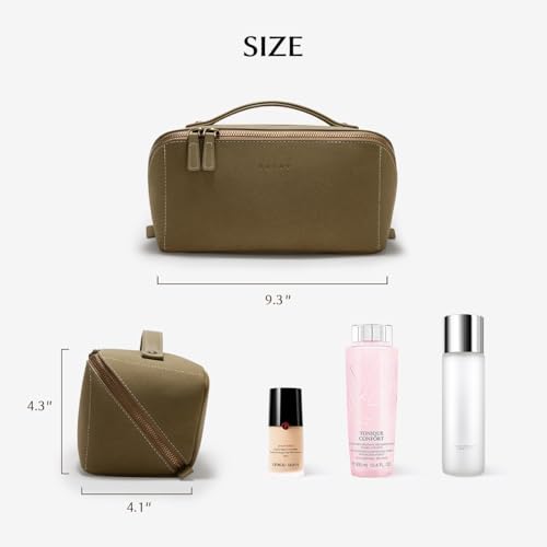 Image of EACHY Travel Makeup Bag, Large Capacity Cosmetic Bag for Women, Waterproof PU Leather, Flat Open Portable Toiletry Bag for Skincare, Brushes & Travel Essentials