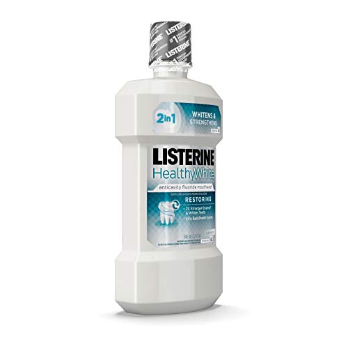 :Listerine Healthy White Restoring Fluoride Mouthwash, Anticavity Mouthwash Rinse For Teeth Whitening, Bad Breath, Enamel Restoration And Cavity Prevention, Clean Mint Flavor, 32 Fl. Oz (Pack Of 6) #TOP6