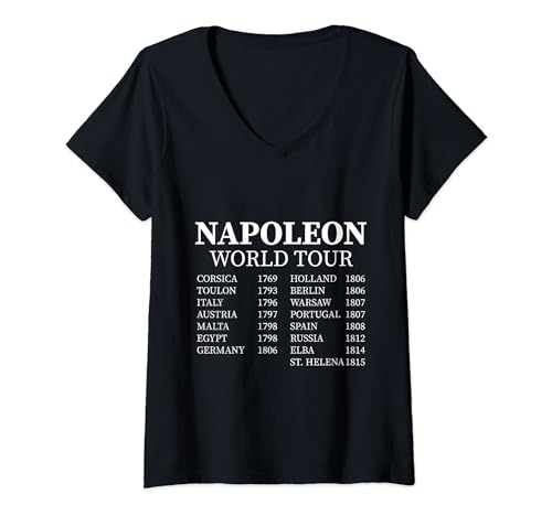 Femme Napoléon Bonaparte World Tour - Histoire militaire de France T-Shirt avec Col en V