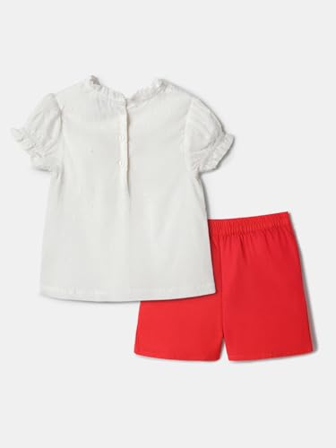 Image of Nautinati Baby Girls Printed Flutter Sleeve Top with Shorts Clothing Set | Age 0-3 Years