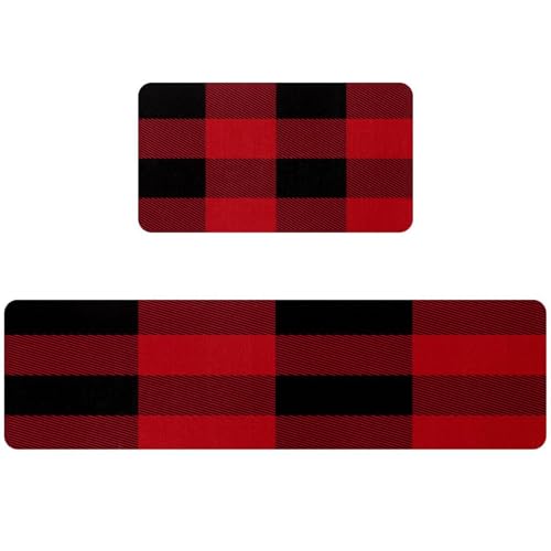 Tapis de cuisine lavable antidérapant absorbant écossais 2x