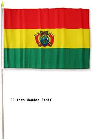 AES 12x18 12"x18" Bolivia Country Stick Flag 30" Wooden Staff image 2