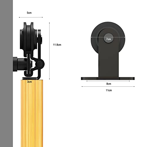 8FT/243cm Interior Sliding Barn Wood Door Hardware Closet Track Kit Single Door Black T Shape, 244CM/8FT Kit - Image 3