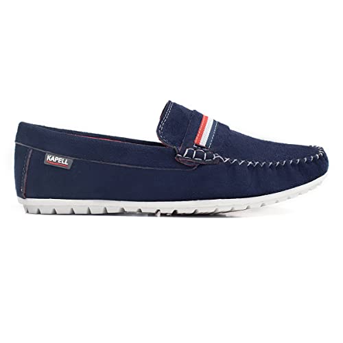 Mocassins Infantil Azul Drive em Couro Camurça Tommy para Meninos. Estilo, Estilo e Aventura para os
