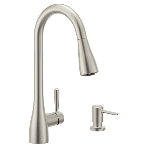 Moen Doherty Spot Resist Stainless Single Handle Pull-Down Kitchen Faucet with Power Clean and Reflex Docking System, 87260SRS