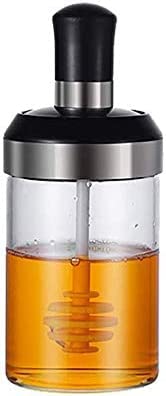 250 Ml Honey Dispenser Glass Bottle With Dipper Stick Spoon, honey Storage Glass Container With Dipper Spoon For Home, small Honey Jar Bottle For Kitchen (Pack Of 1) (HONEY JAR)