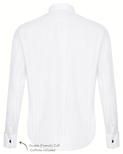 Men's French Cuff Dress Shirts with Cutaway Collar | Cufflinks Included | Luxe Long Sleeve Button-Up Shirt for Men4