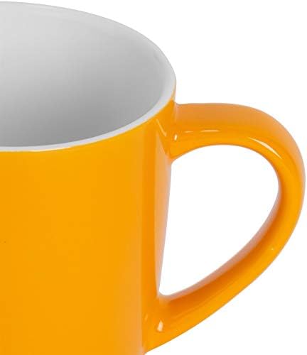 Argon Tableware Tea Coffee Mugs - 6pc Contemporary Coloured Ceramic Cups Set - 350ml - Yellow - Pack of 6