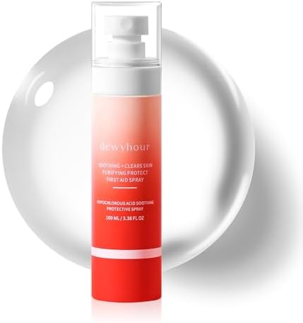 dewyhour Hypochlorous Acid Spray: Gentle Facial Spray to Soothe Sensitive Skin, Reduce Irritation, Clear Pores, Facial Toner for Pre and Post Workout with First Aid Relief, Korean Skincare, 3.38 Fl Oz