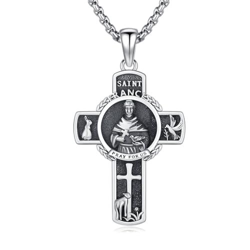 XIXLES Sterling Silver Exquisite Saint Francis of Assisi Pendant Necklace