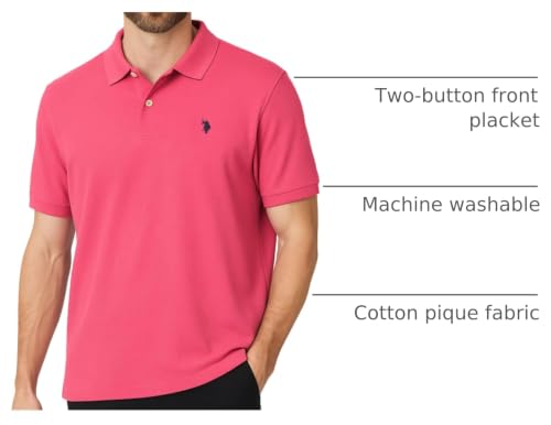 U.S. Polo ASSN. Men's Solid Cotton Pique Polo with Small Pony, Pink Moon, X-Large by U.S. POLO ASSN. - Used condition - Image 4