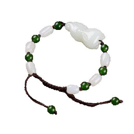 Bracelet en jade Xinjiang Hetian véritable taillé en motif renard mystique
