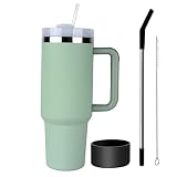 40 oz Tumbler with Handle and Straw Lid,Stainless Steel Travel Mug Water Bottle Cup,Reusable Insulat
