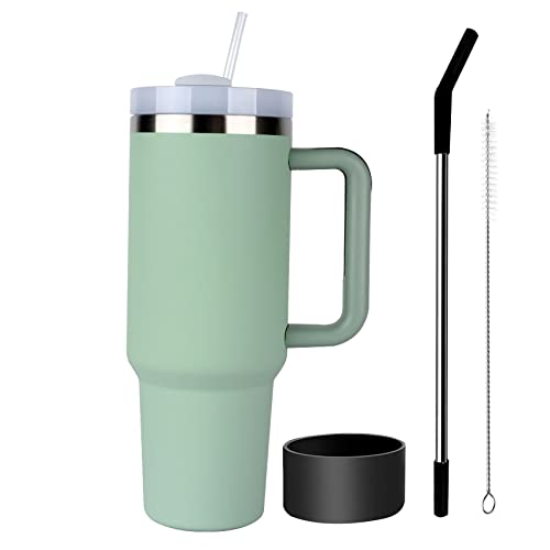40 Oz Tumbler With Handle And Straw Lid,Stainless Steel Travel Mug Water Bottle Cup,Reusable Insulated Vacuum Splashproof Cup,For Car,Home,Office,Gifts #TOP9