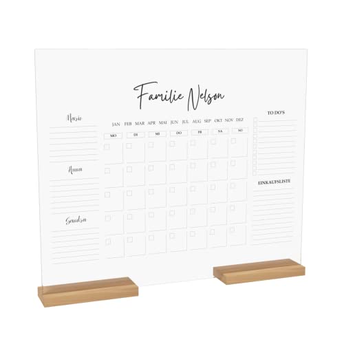 Planificador semanal personalizado para familias multiplanificador de pared de cristal acrílico – lavable – planificador mensual – calendario reutilizable – planificador familiar transparente