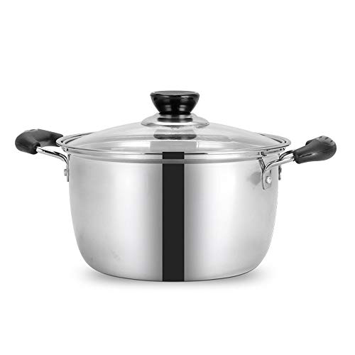 Cacerola con Tapa, Tapa de Vidrio, Asas Que se Mantienen frías, Acero Inoxidable, 22 cm