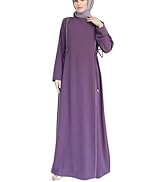 Women's Ramadan Abaya Muslim Long Sleeve Round Neck Lace Prayer Dress Kaftan Dubai Islamic Dress