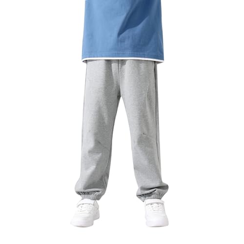 Boys Straight Leg Sweatpants Lightweight Elastic Waist Pants Fashion Causal Workout Joggers with Pockets 4-13 Years