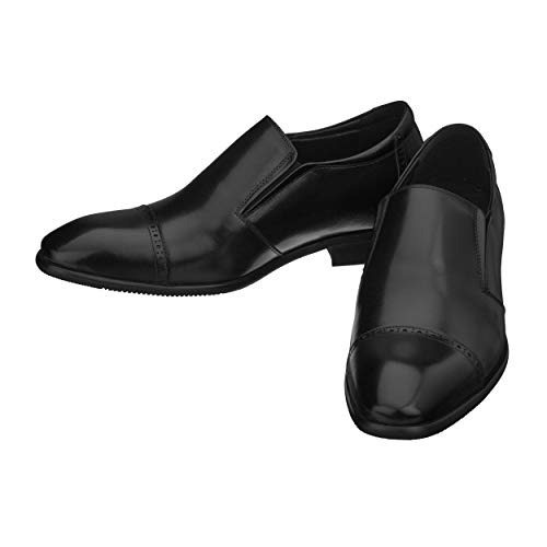 CALTO Men's Invisible Height Increasing Elevator Shoes - Black Leather Slip-on Formal Dress Loafers- 2.4 Inches Taller - Y6115 - Size 8 D(M) US4