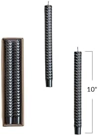 Creative Co-Op 2-Piece Unscented Faceted Taper Candles in Box, Platinum Color image 4