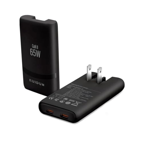 65W GaN USB C Charger,Dual-Port Fast Wall Charger,PD 3.0 & QC 4.0,Foldable Plug for MacBook Pro/Air, iPhone 15, iPad Pro, Galaxy S24, Steam Deck & More (Black-2C)