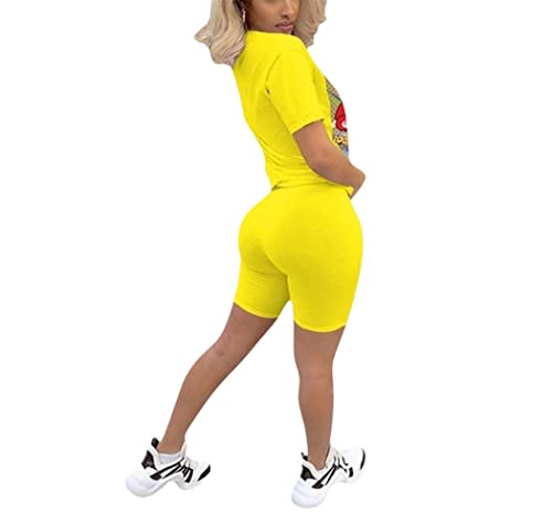 T-shirt surdimensionné femme et short jaune L pour rester au frais et confortable tout l'été