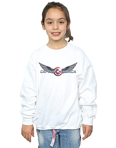 Marvel Girls Falcon And The Winter Soldier Captain America Logo Sweatshirt White 5-6 Years