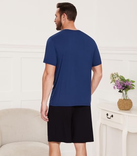 Image of NACHILA Men's Bamboo Viscose Pajamas Set Raglan Short Sleeve Shorts Pjs