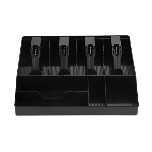 Divinext Cash Register Box, 4 Cash and 4 Coin Compartment, Cashier Coin Drawer Box | 31.8 X 6 X 27.5 cm | Black (B0846M5D1Z) Amazon Price History, Amazon Price Tracker