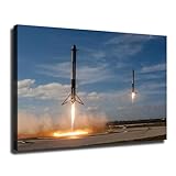 Astronomy SpaceX Falcon Heavy Boosters Landing Vintage Canvas HD printing poster creative room aesthetics be the perfect wall art decoration for home office gym bar (12x18inch-Farmed)