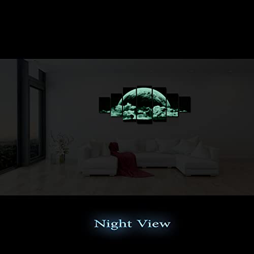 Startonight Huge Canvas Wall Art - Romantic Black And White Moon Large Framed Set Of 7 40" X 95" #TOP4