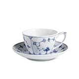 musselmalet halbspitze  Royal Copenhagen Musselmalet gerippt, Tasse mit Unterteller 28cl