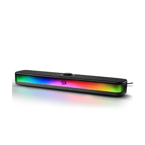 Redragon GS515 RGB Desktop Soundbar, 2.0 Channel Stereo Computer Speakers for Desktop with BT 5.3, USB-C/USB Powered, Black