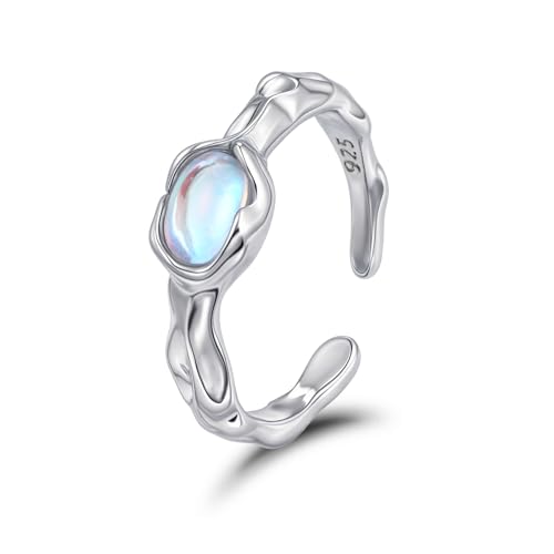 Image of Weviway Sterling Silver Moonstone Ring, Adjustable Size, Oval Design, Party and Daily Wear Jewellery