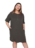 Zizzi Große Größen Damen Baumwollkleid mit 3/4-Ärmeln Gr - Plus Size Damen Kleidung 42-44 Khaki As Sample