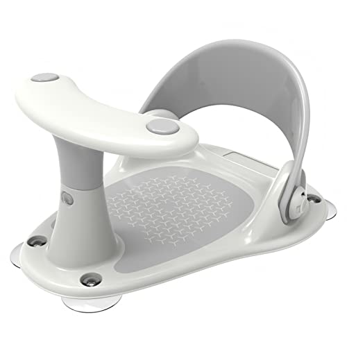 ZDOLMY Baby Bath Seat, Infant Bath Seat Baby Bathtub Seat for Sit-Up Bathing, Provides Backrest Support and Suction Cups for Stability, Easy to Set-Up, Remove, Include Temperature Display- Grey