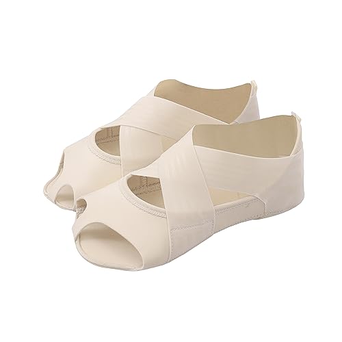 Image of ABIRAM Yoga Socks Toeless Non-Slip Grips & Straps, for Pilates, Barre, Ballet, Bikram, Workout for Women