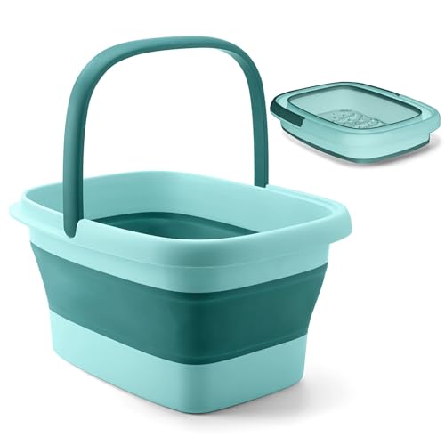 Masajeador de pies plegable para baño de pies, 54 nudos de masaje, 8 juegos de rodillos de masaje, promueve la circulación sanguínea, relaja los músculos, baño de pies plegable