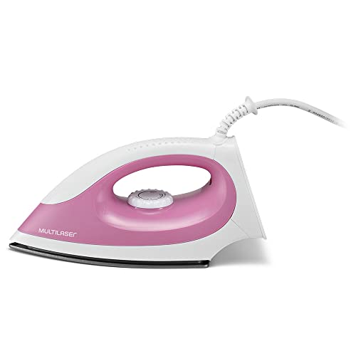 Ferro de Passar Multilaser Roupa À Seco Antiaderente Indicador de LED 1200W Branco/Rosa - HO016