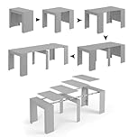 Dmora Tavolo Allungabile, Consolle in Legno, 4 Allunghe Fino a 237 cm, 90 x 50 x 78 cm, Multiuso, Cemento, 237