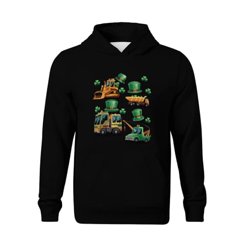 Kids Funny Irish Construction Truck Crane St Patricks Day Boys Girls Lightweight Kangaroo Pocket Fleece Hoodies2