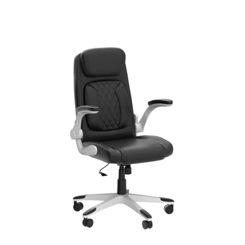 Image of Green Soul Bosco Premium Leatherette Office Chair, High Back Ergonomic Home Office Executive Chair with Cushion Seat, Flip-up Padded Armrests, 4-Stage Adjust Lumbar Support(Black)