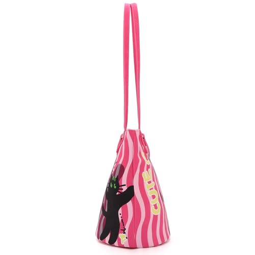 Image of Shoulder Bag for Women, Cotton Canvas Bucket Bags Tote Purse Cute Crossbody Bag Designer Ladies Handbags