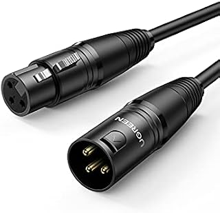 UGREEN XLR to XLR Cable,3-Pin Microphone Male to Female Extension Lead Neutrik Mic Jack Extender Cord for PA System Studio Recorder Amplifier Mixer Speaker Professional Recording Live Stage(10M)