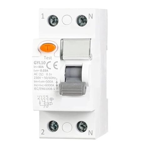 Disyuntor diferencial electromagnético tipo CA de 2P 63A y 30mA contra fugas de corriente