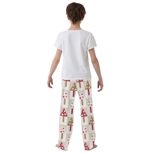Boys' Pants Christmas Tree Checkered Long Bottoms Jogger Pants Elastic Waist Trousers with Pockets S-XL3