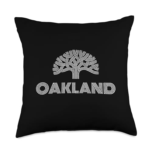 Retro Oak Tree Logo Oakland Merch Vintage The Town Oakland Throw Pillow
