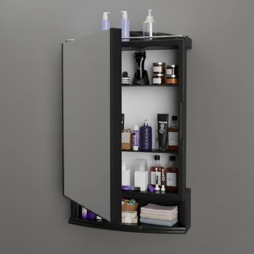 Image of JD FRESH Unbreakable Bathroom Cabinet with Mirror and Large Storage Space /Strong Storage Organiser /Multipurpose Shelf /Wall Mount Mirror Cabinet for Wash Basin /Decorative Prime Look (Big Size, Black)