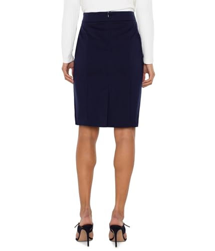 Liverpool Los Angeles Women's Pencil Skirt with Back Vent Mid Rise Super Stretch Ponte, Cadet Blue, 122