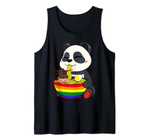 Panda mangant du Ramen LGBT-Q Drapeau arc-en-ciel Gay Pride Ally Débardeur